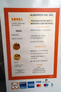 Borda Menu Valencia