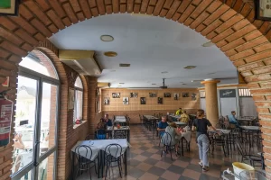 Inside eating area arch